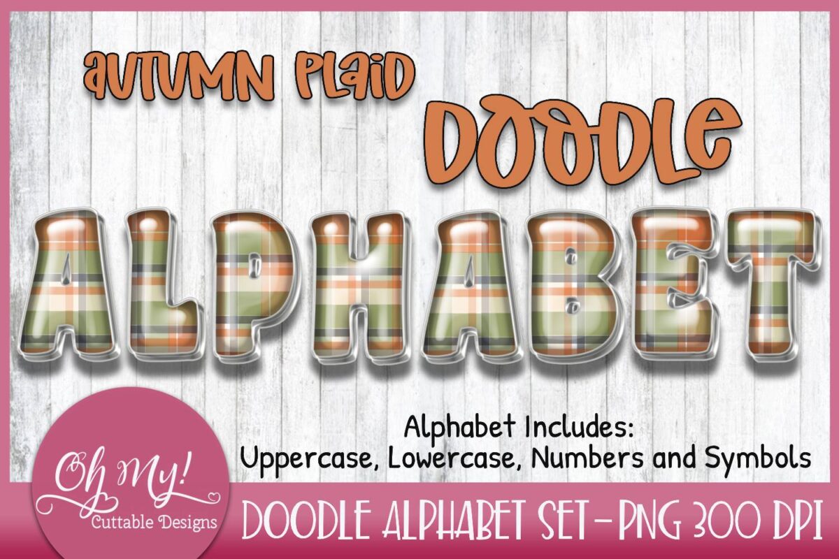 Autumn Plaid Doodle Alphabet Set