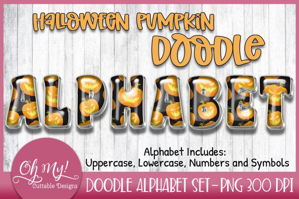 Halloween Pumpkins Doodle Alphabet Set